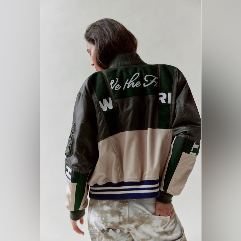 NWT FREE PEOPLE WE THE FREE TRIPLE KICK NOVELTY BOMBER JACKET 🔥🔥🔥🔥 - Picture 4 of 5